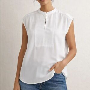 J. Crew Classic Sleeveless Satin White Blouse